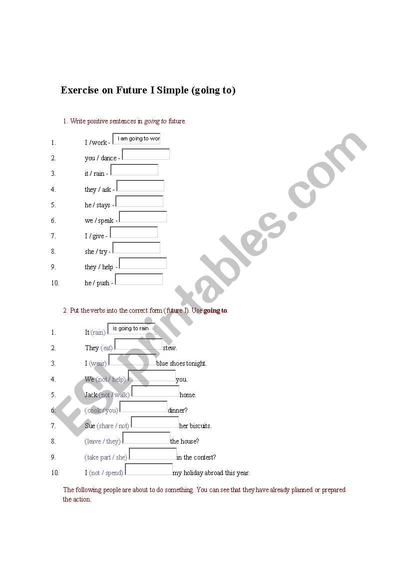 Future simple worksheet