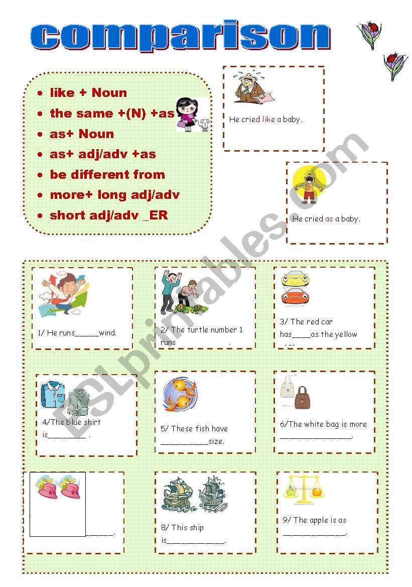 ALL KINDS OF COMPARISON ESL Worksheet By Sandra Tran