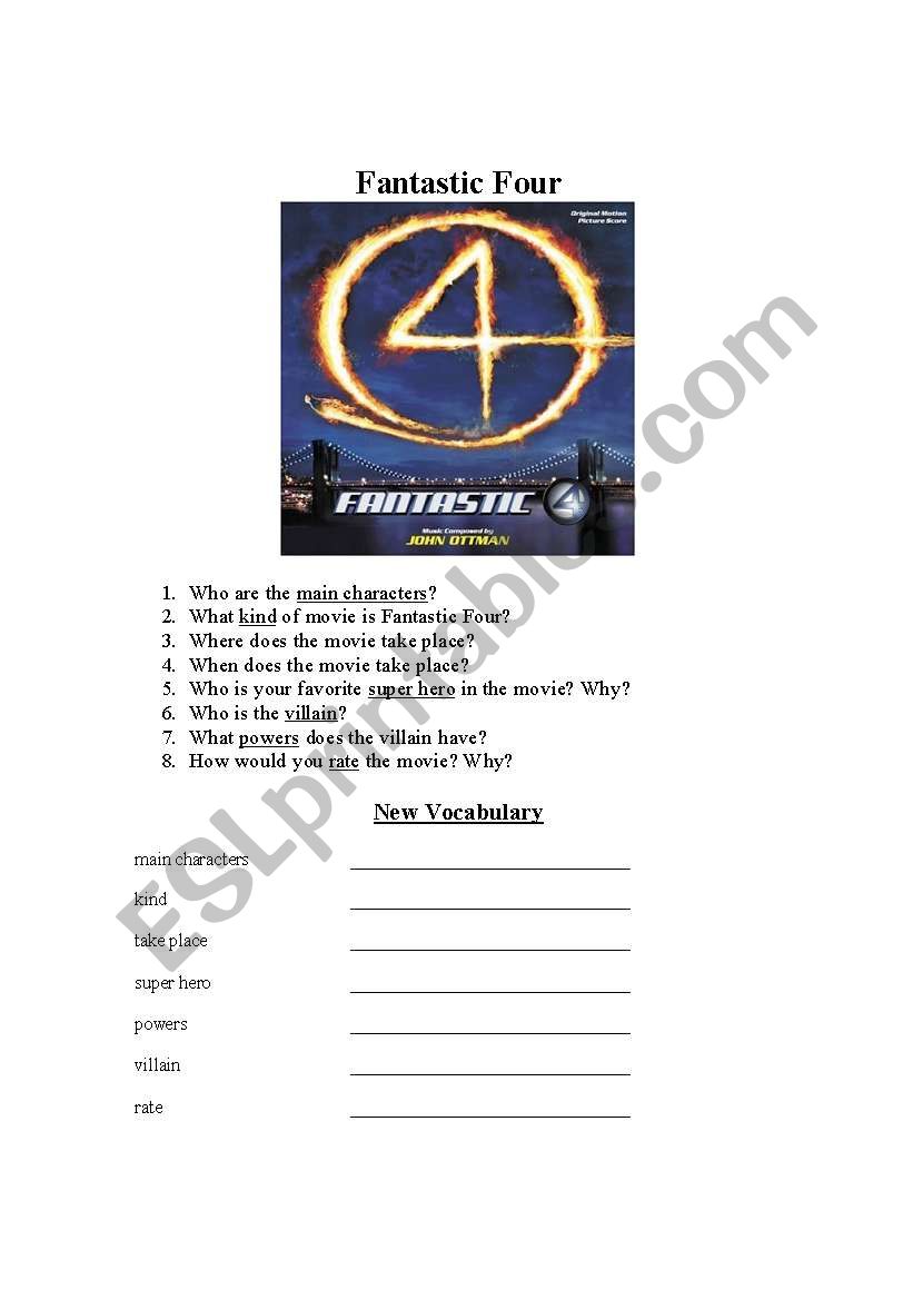 Fantastic Four worksheet