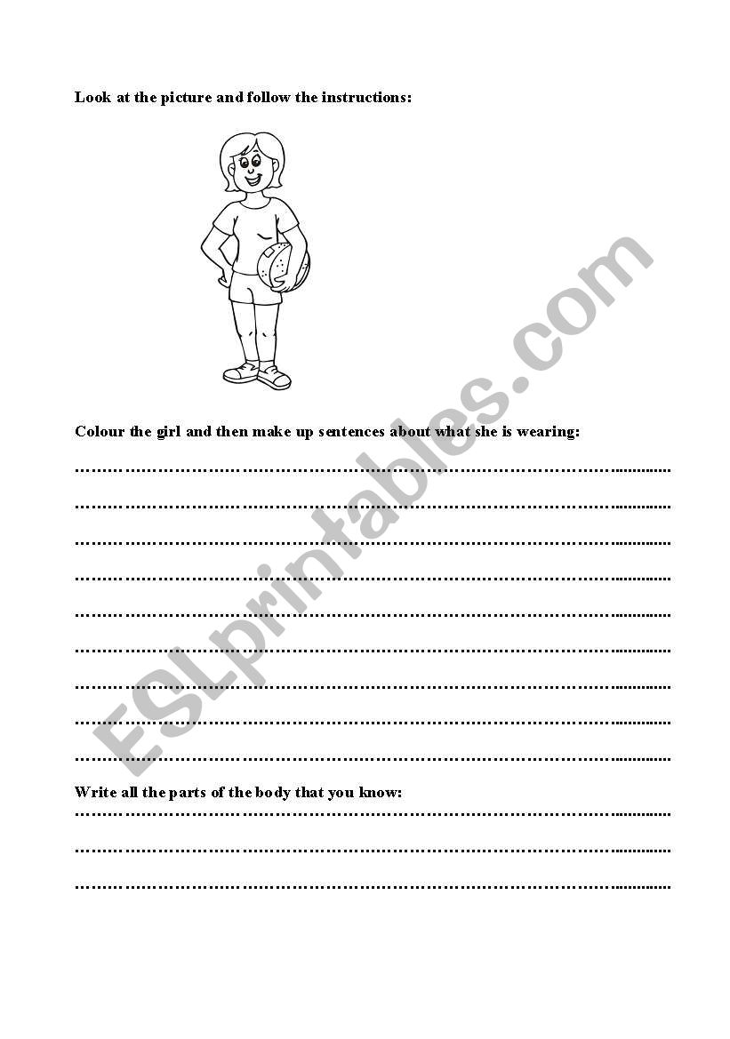 clothes body parts worksheet