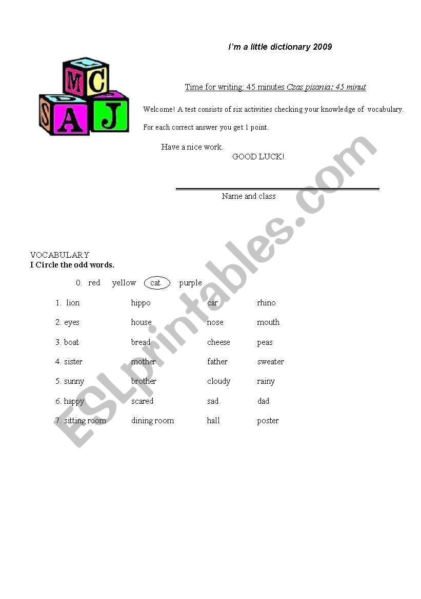 Vocabularz contest worksheet