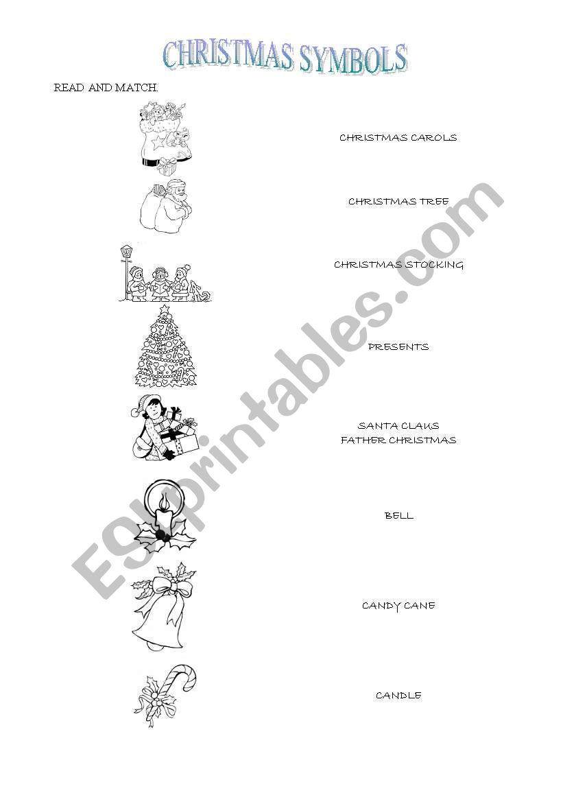 christmas symbols worksheet
