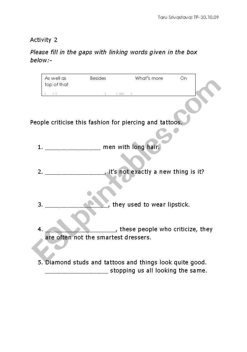 Linking Words  worksheet