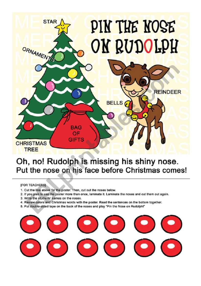 Pin the Nose on Rudolph  worksheet