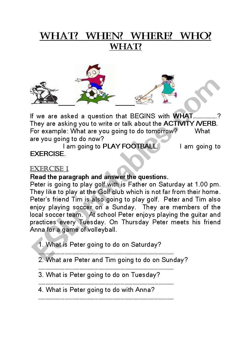 THE 4 W´s - ESL worksheet by Chris Brookes