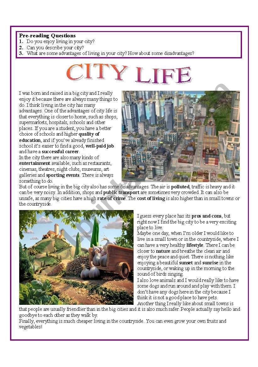 City life текст. Английский тема City Life. City Life Country Life Worksheets. City Life and Country Life топик. City and Country Life упражнения по английскому.