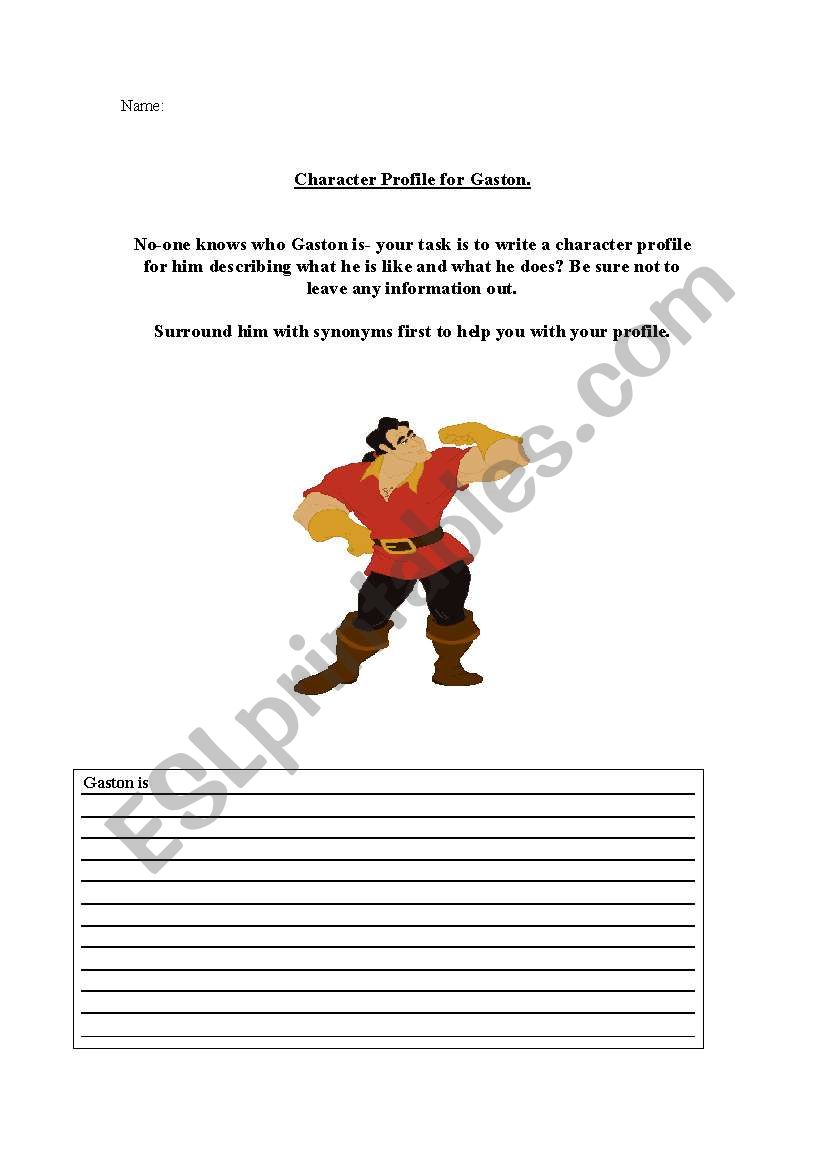 Describe Gaston worksheet