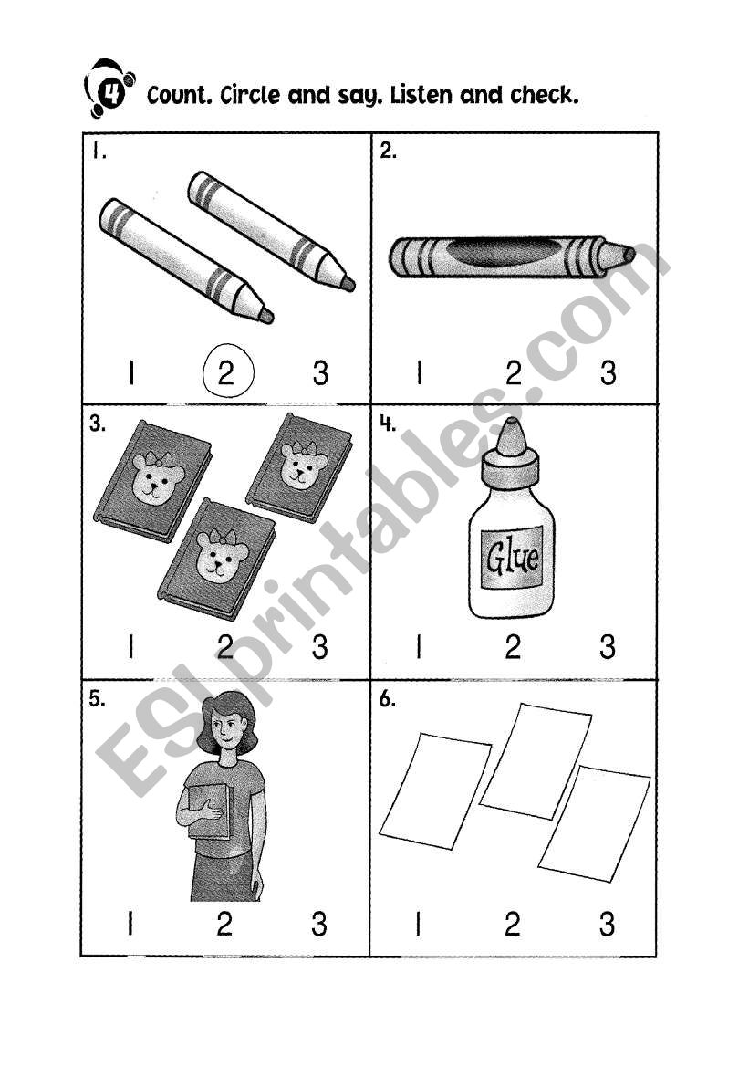 English worksheets: Numbers 1 to 3