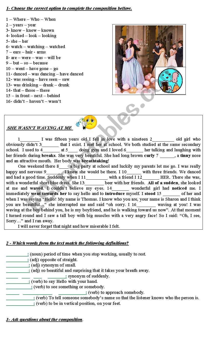 She wasn´t waving at me - ESL worksheet by angelagiottonini