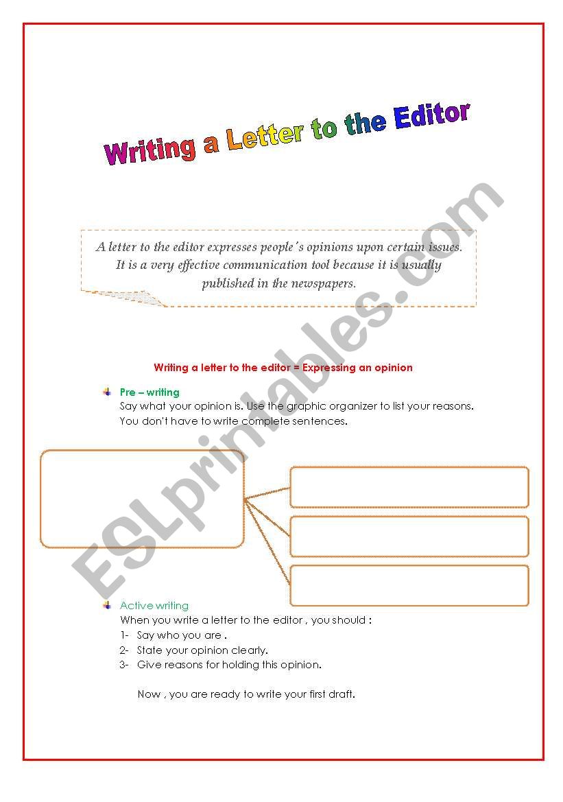 Writing a letter worksheet