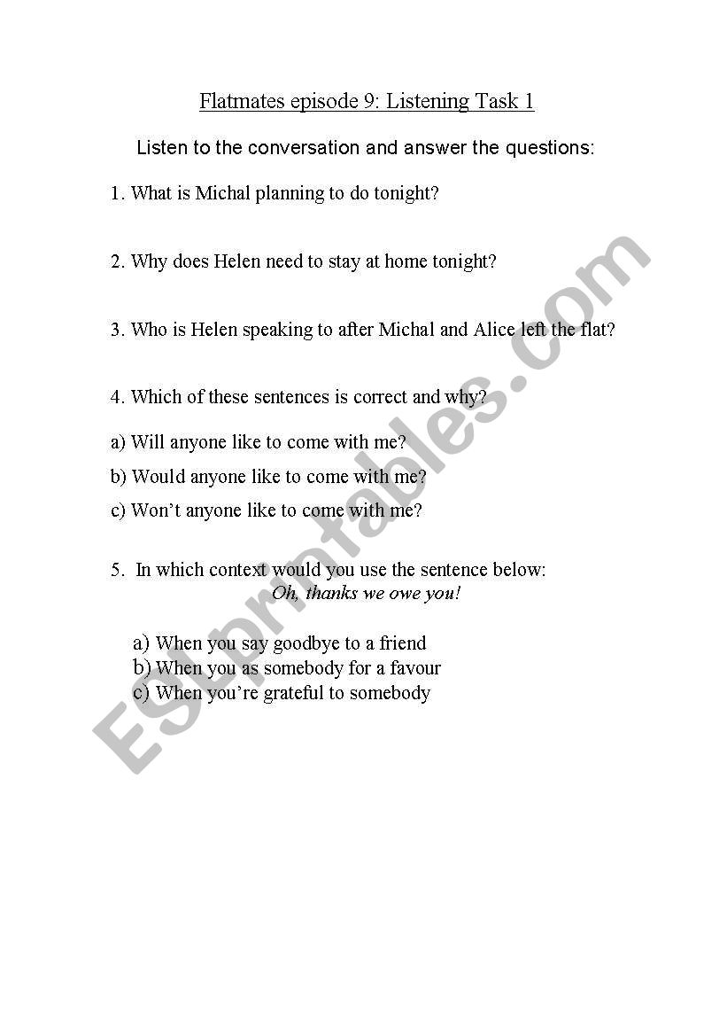 Listening Comprehension Future Tenses