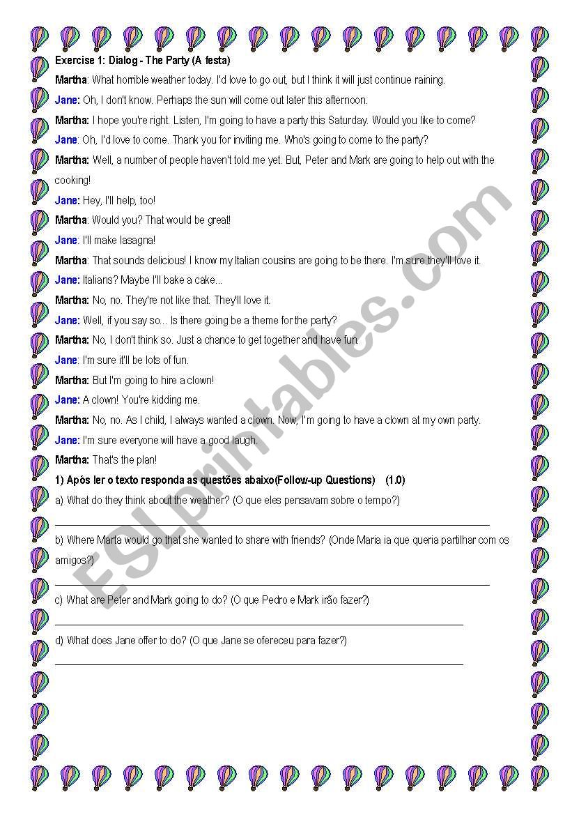 The party worksheet