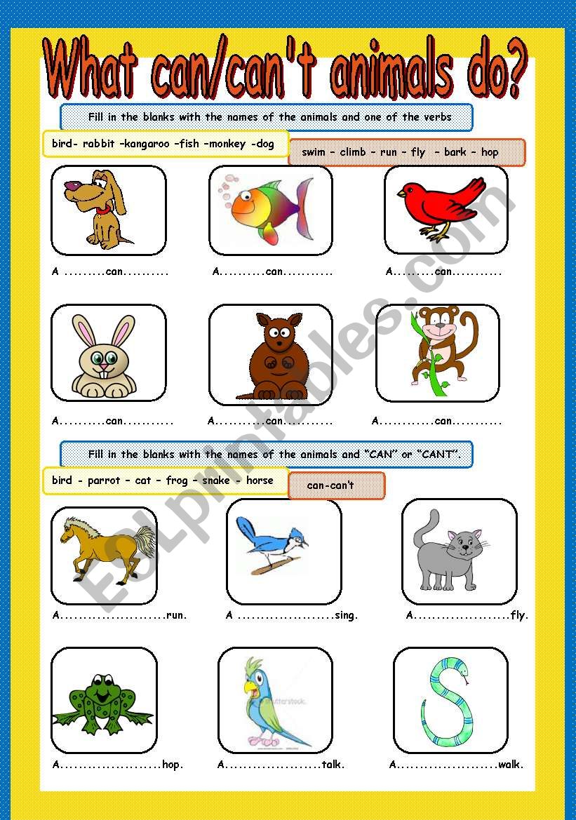 can t worksheet can animals can/can´t  animals ESL by cuneiform do? worksheet What