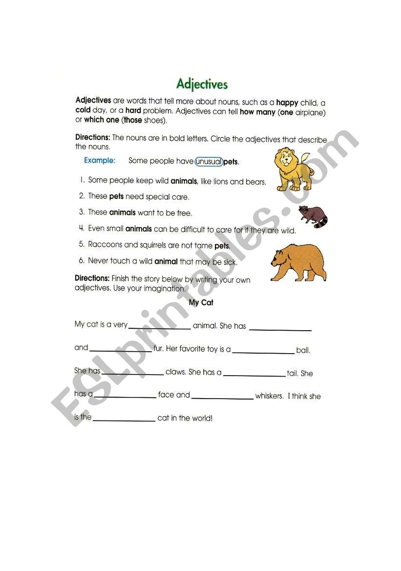 Adjectives worksheet