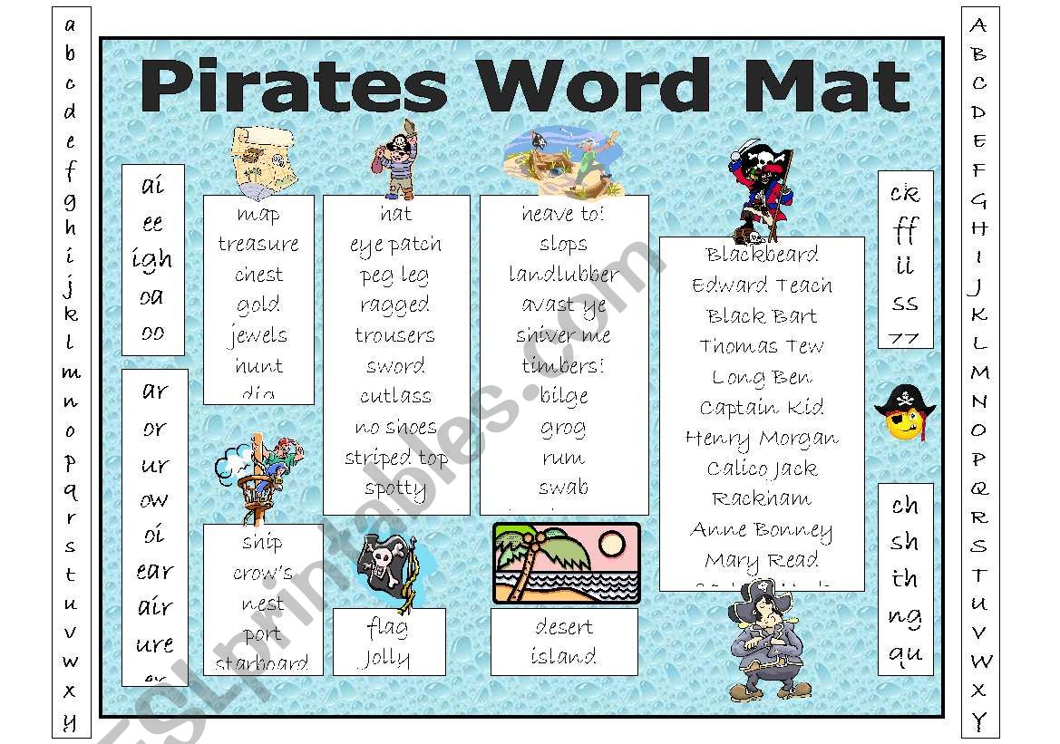 Pirates Word Mat worksheet