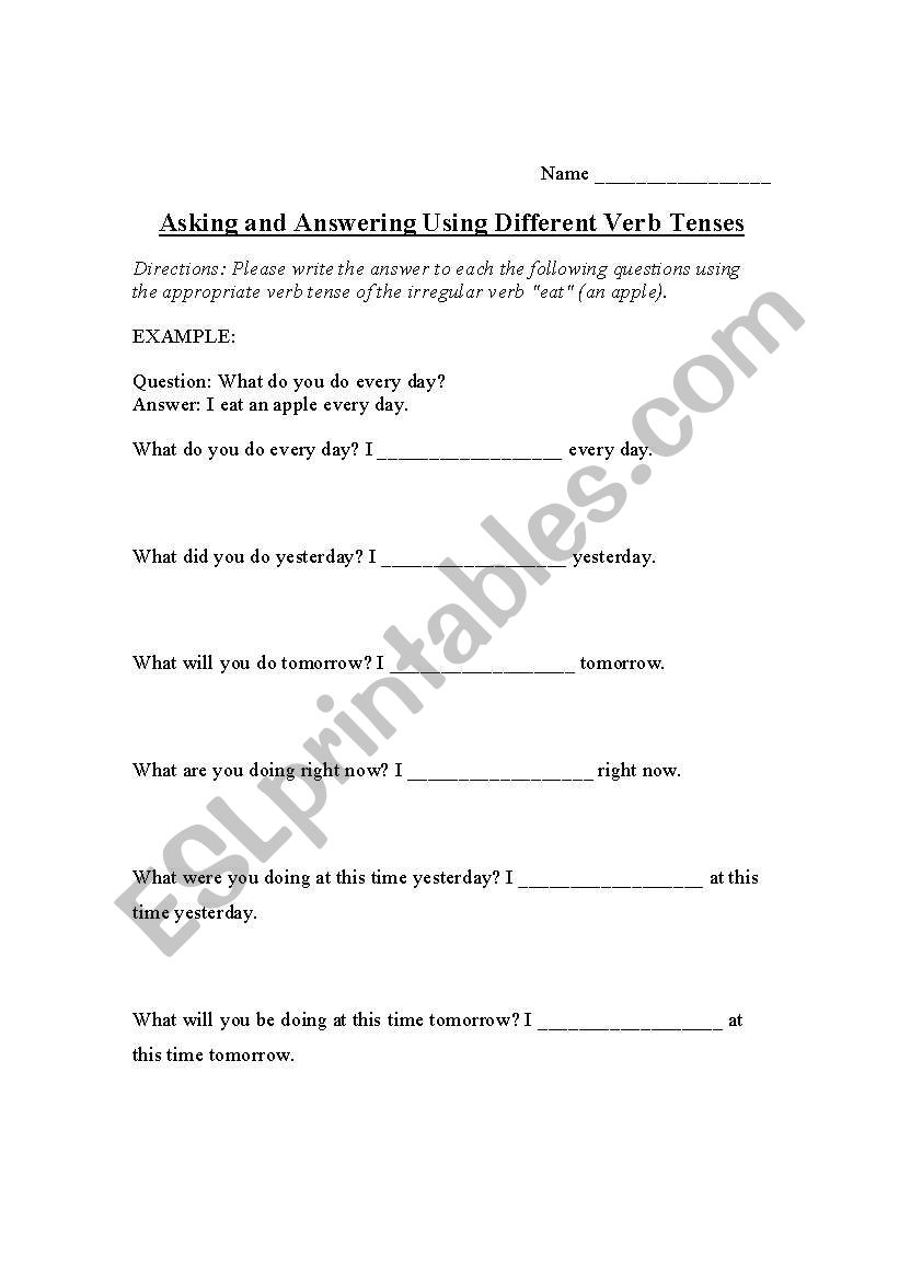 Asking and Answering Using Different Verb Tenses