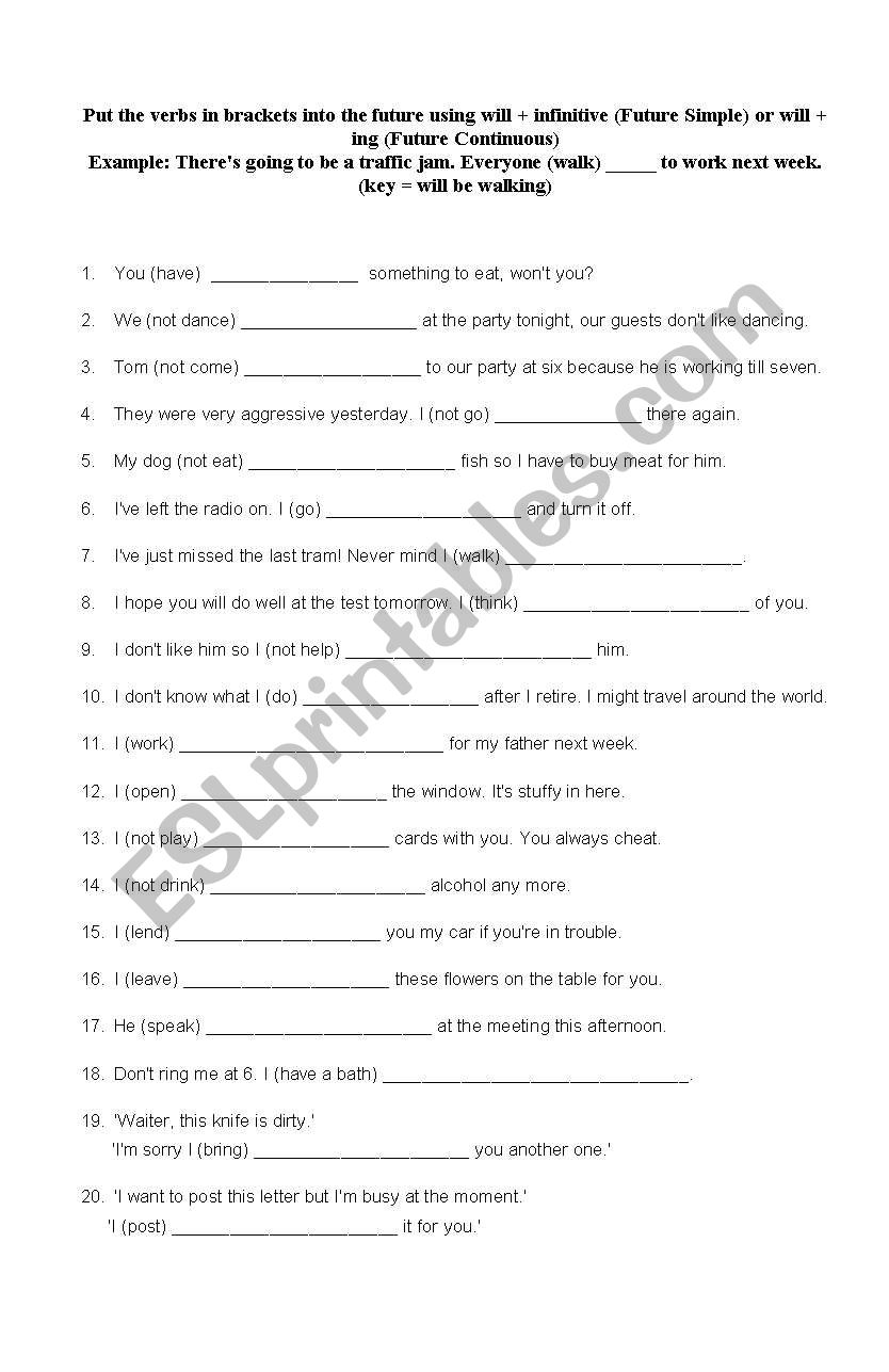 Futuro worksheet