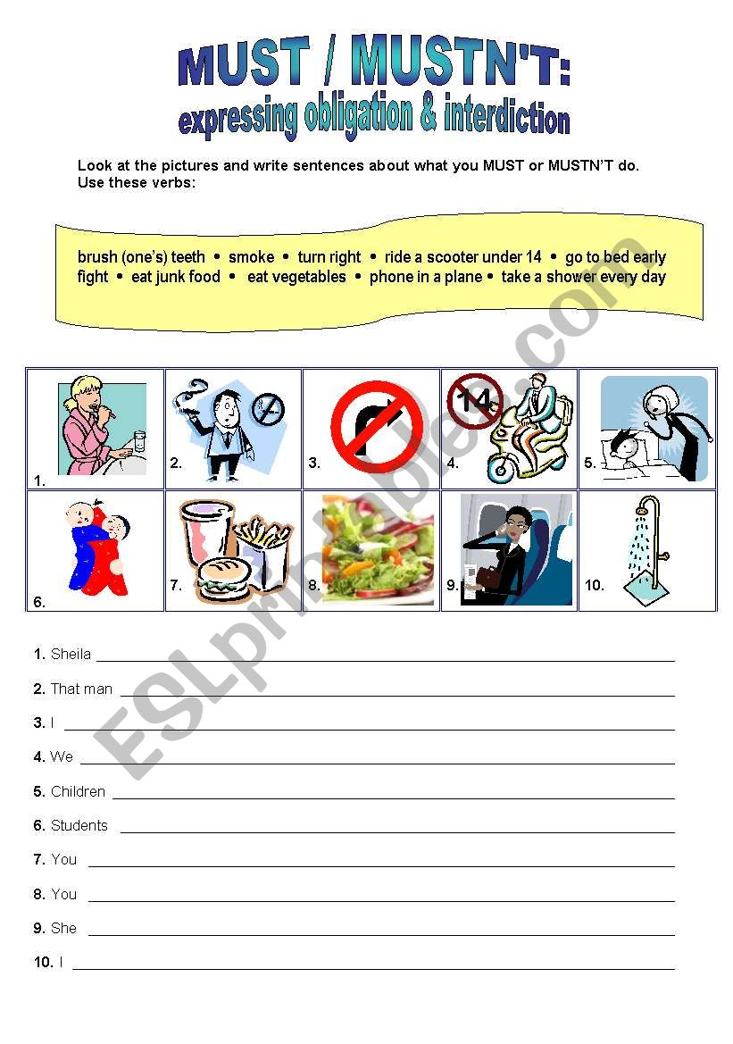 Must And Mustn´t Esl Worksheet By Morrisons Eyes