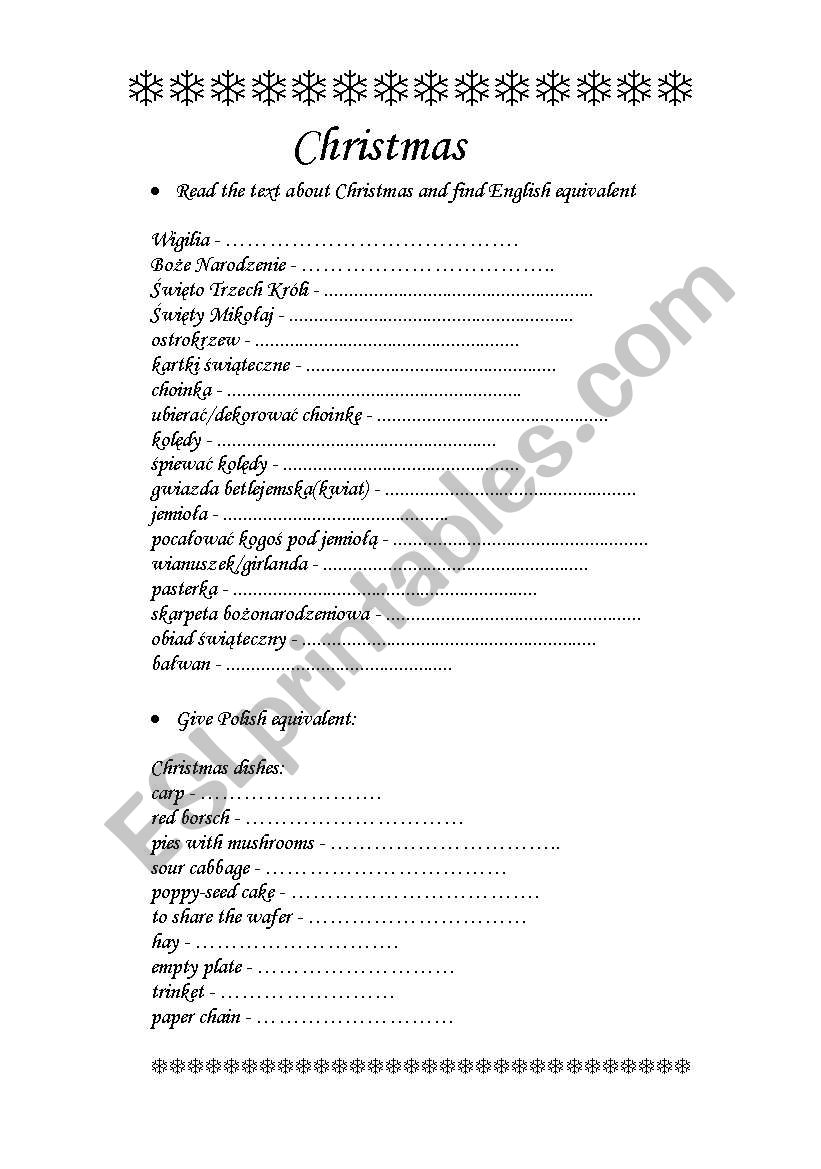 christmas worksheet