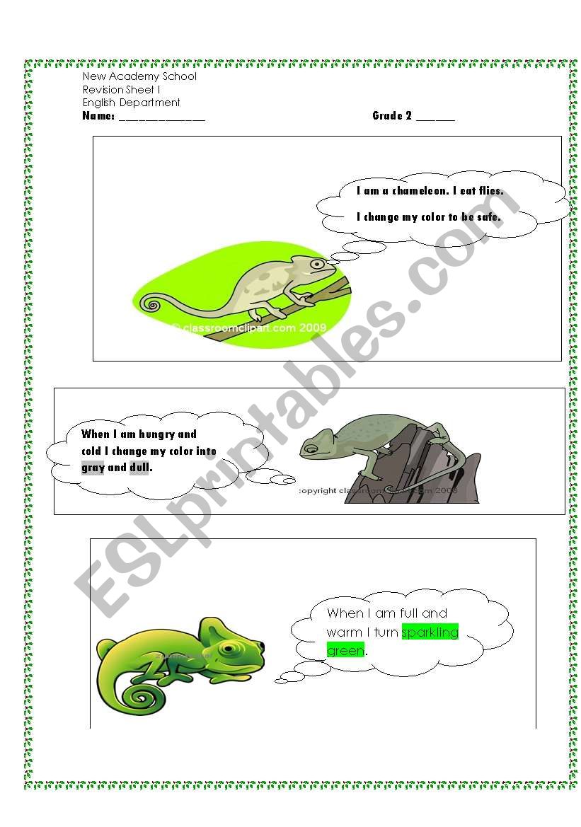 Chameleon worksheet