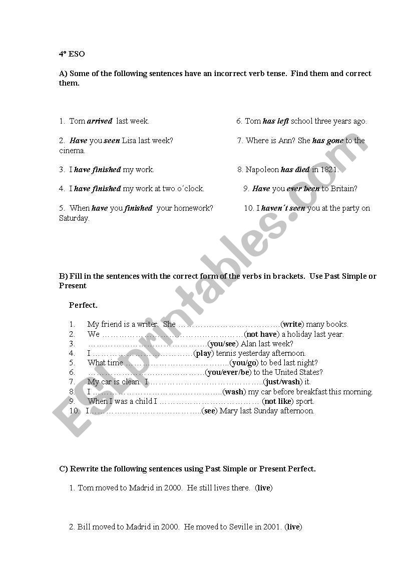 repaso 3 eso worksheet