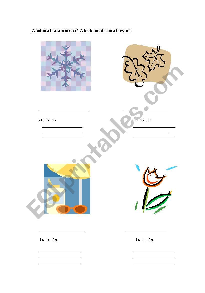 SEASONS worksheet