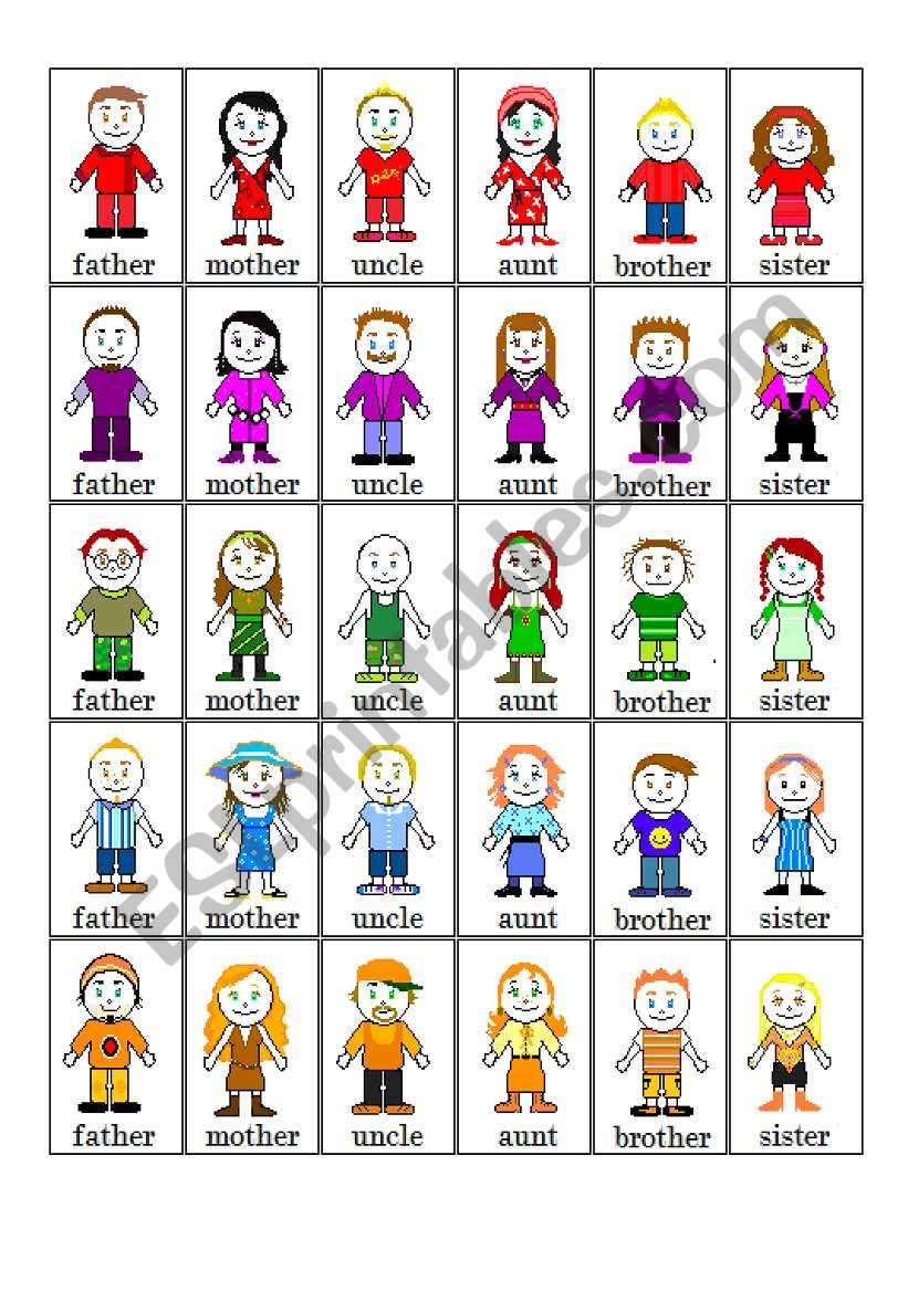 5 families fish card game (family - colours) - ESL worksheet by celine1