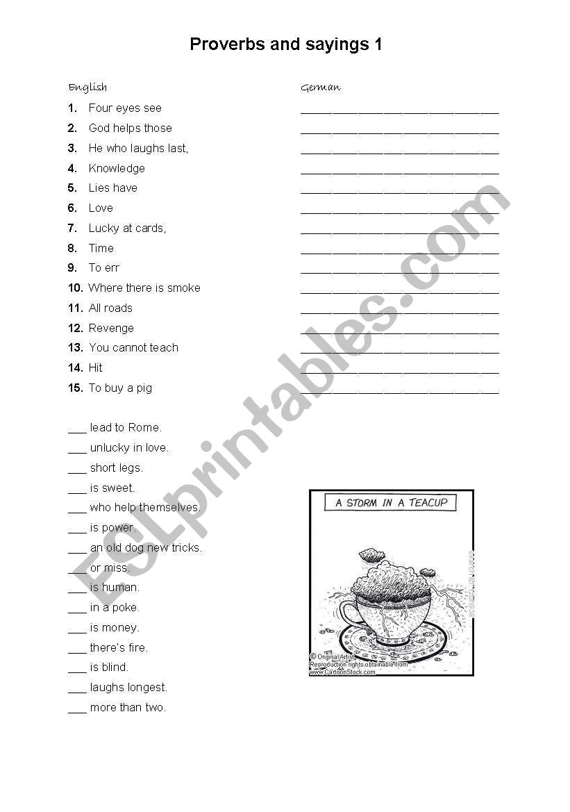 Proverbs and Sayings 1 worksheet
