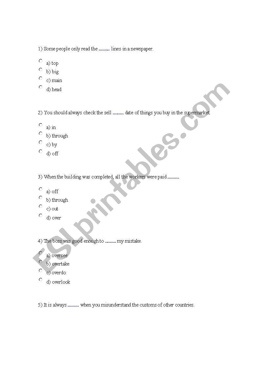 Advanced test  worksheet