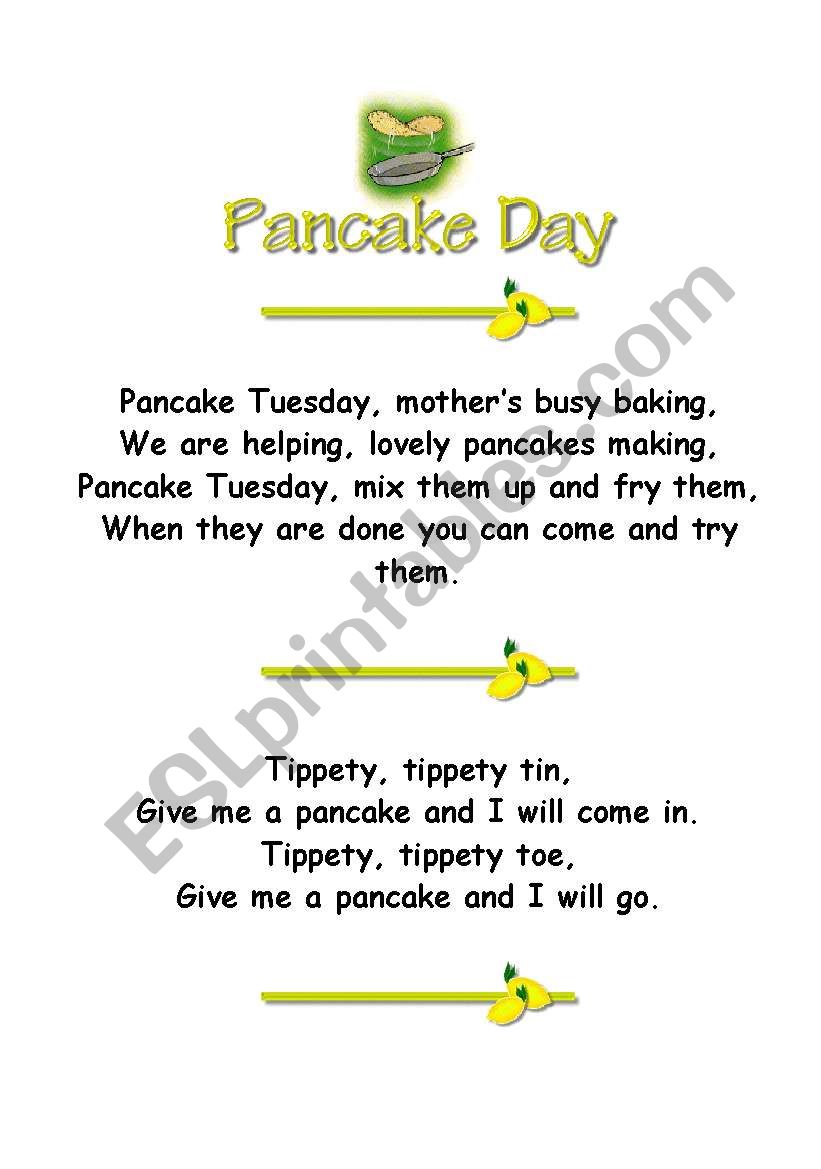 Pancake Poems worksheet