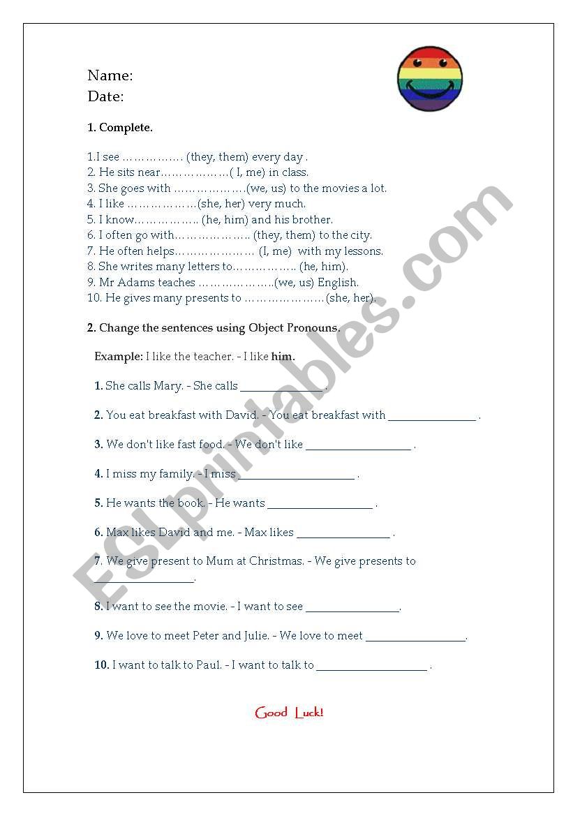 Object Pronouns worksheet