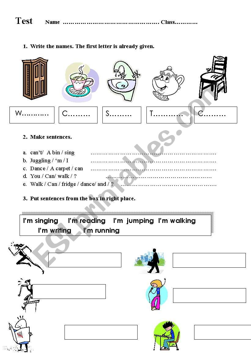 Vocabulary test worksheet