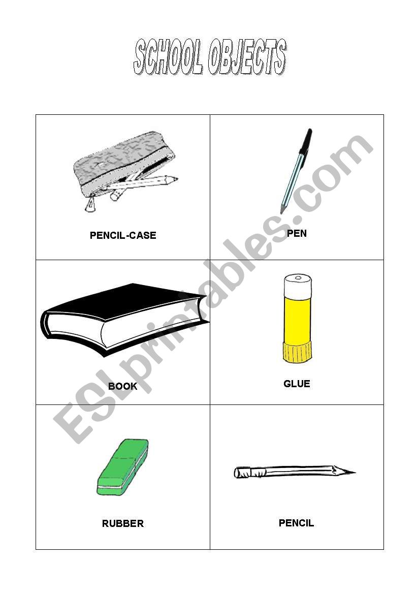 school objects worksheet