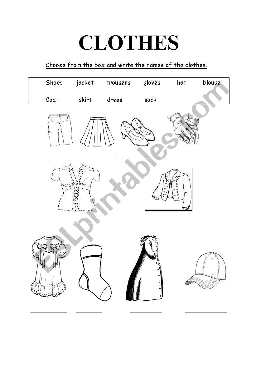 English worksheets: CLOTHES