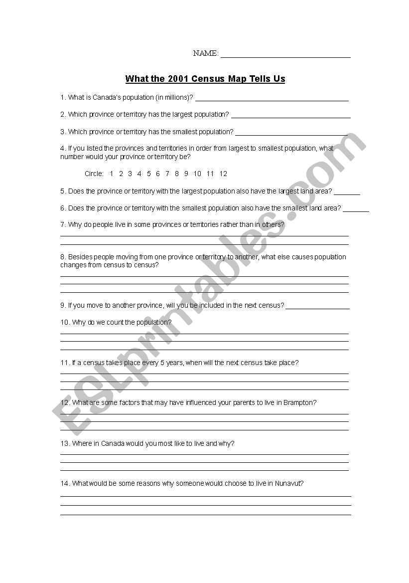 Census worksheet