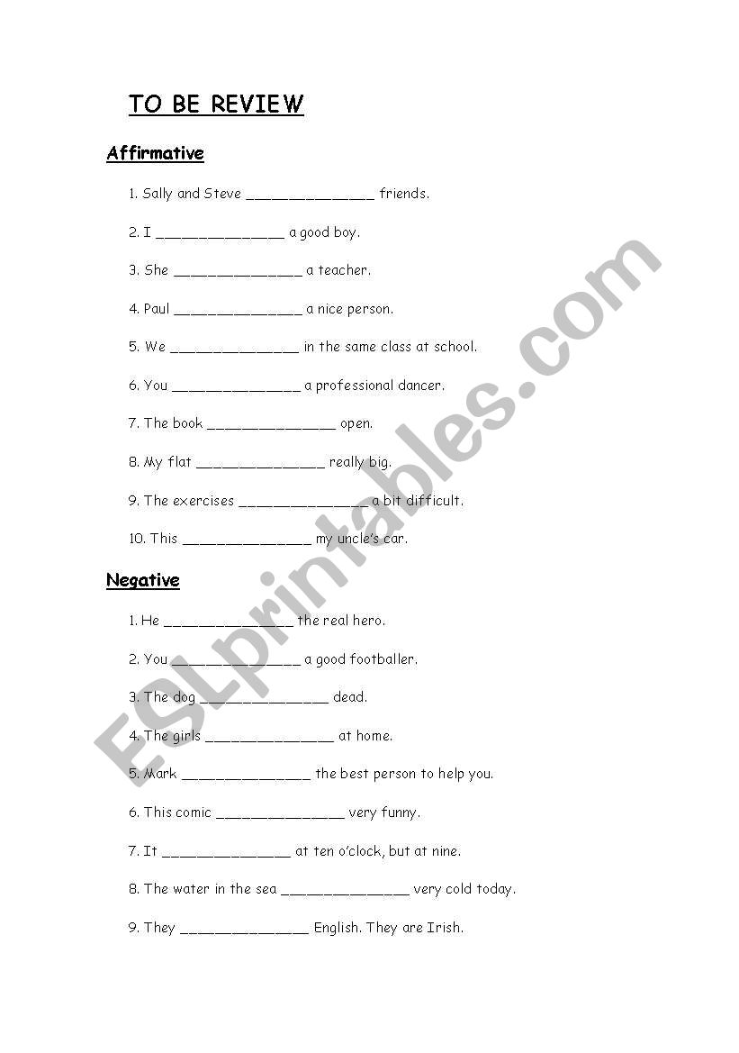 To be worksheet