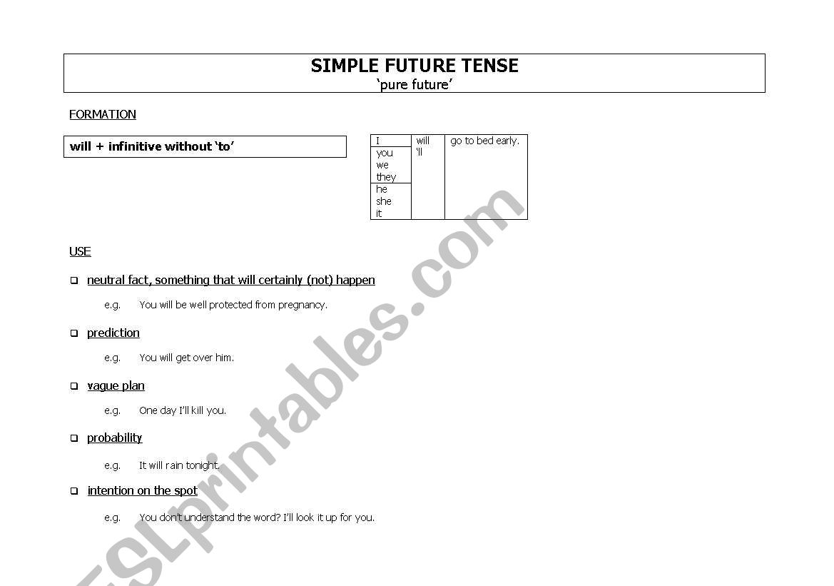 simple future tense worksheet