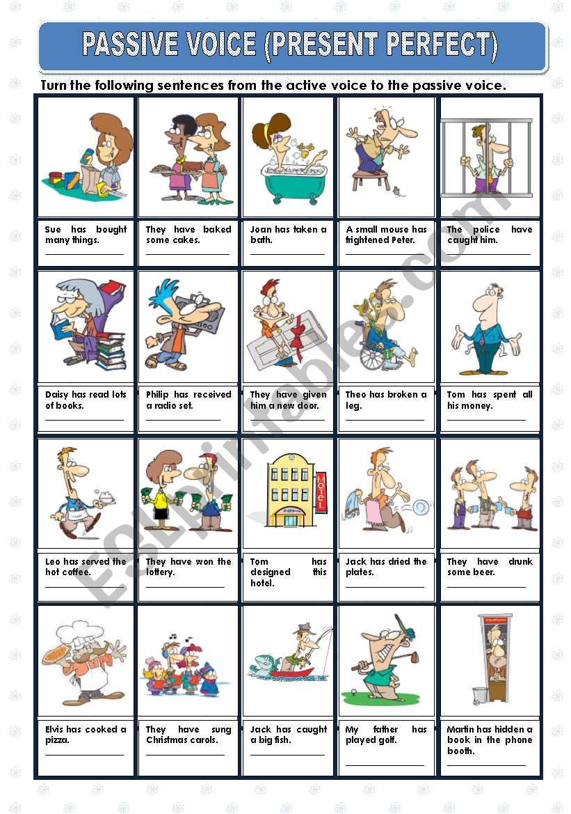 PASSIVE VOICE PRESENT PERFECT ESL Worksheet By Princesss