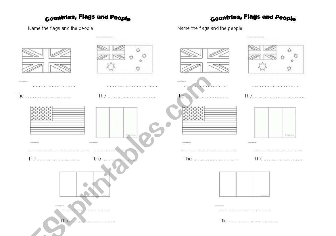 flags and nationalities worksheet