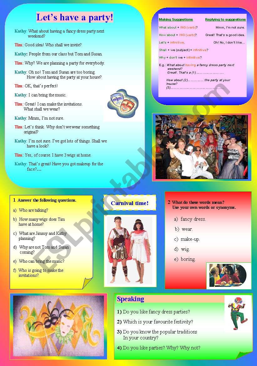 Lets have a party!!! worksheet