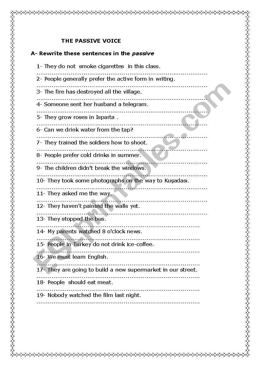 PASSIVE VOICE ESL Worksheet By Troubleshooter