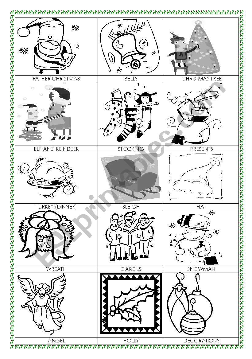 Christmas vocabulary - ESL worksheet by phoebeex