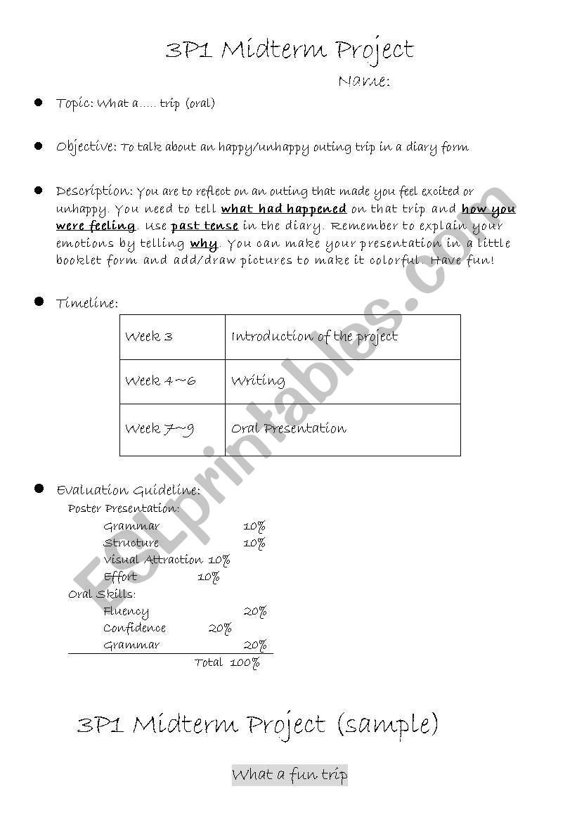 What an .... trip (diary) worksheet