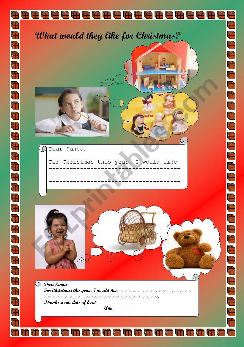 Toys - Christmas worksheet