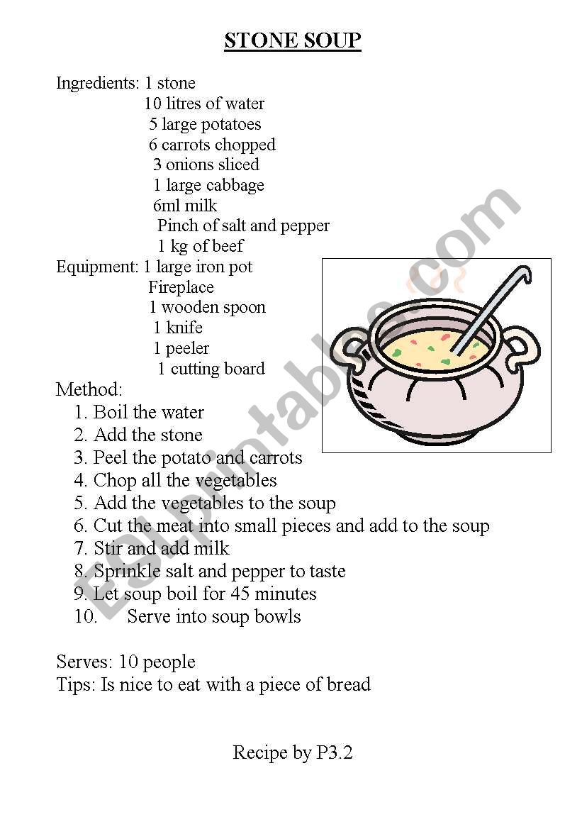 Stone Soup Comprehension Activity ESL Worksheet By Minzo