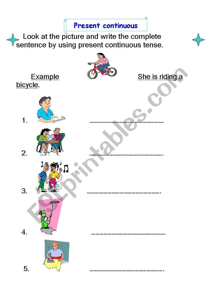 Present continuous exercise worksheet