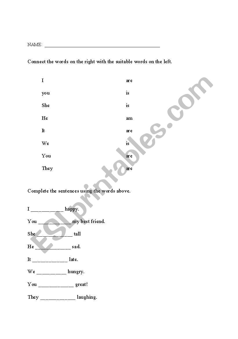 To Be worksheet