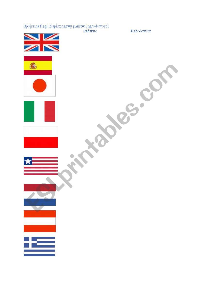 countries and nationalities worksheet