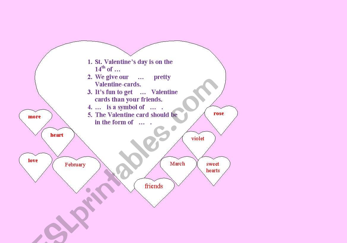 St.Valentine worksheet