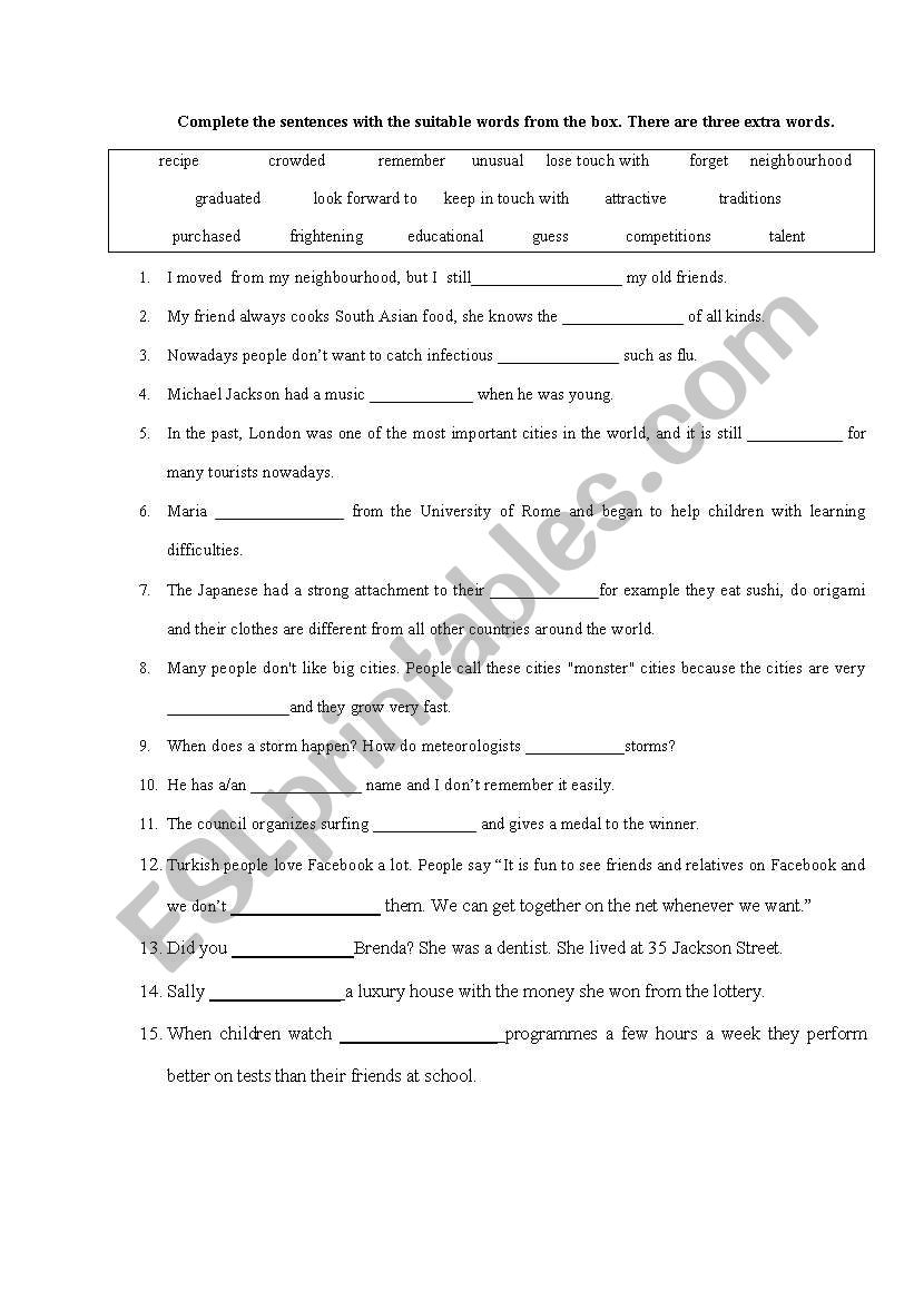 Vocabulary Exercise worksheet